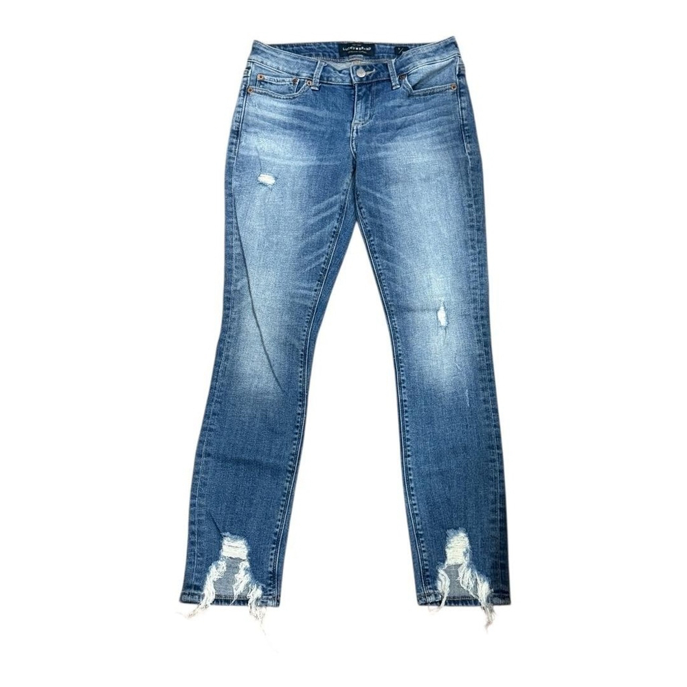 Lucky Brand Lolita Skinny Jeans Womens 0 25 Blue Distressed Raw Hem Denim